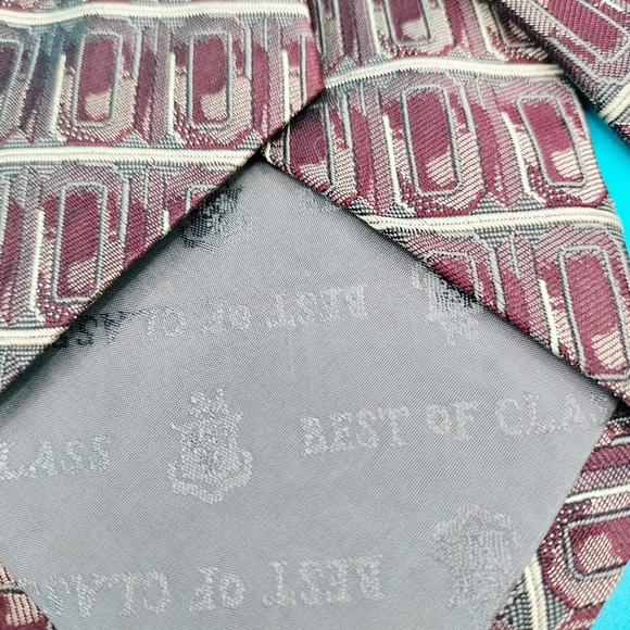 Robert Talbott Best of Class Necktie Tie Silk Striped Geometric Parisian Maroon - Picture 4 of 11